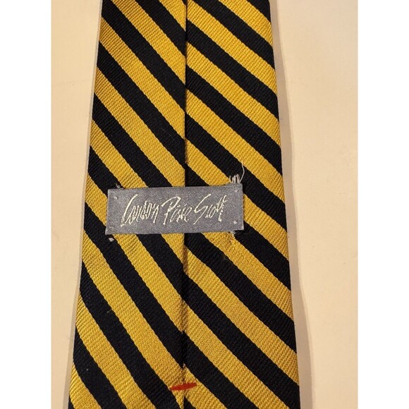 Carson Pirie Scott Men’s Silk Necktie Tie Yellow & Blue Striped Business Office - Picture 4 of 4